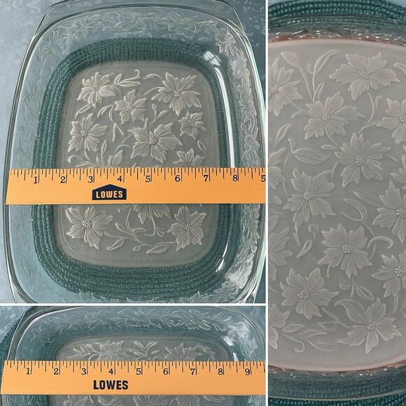 Princess House Fantasia Clear Glass Baking Dish Rectangle 13” X 8 Floral Etched - Picture 1 of 8